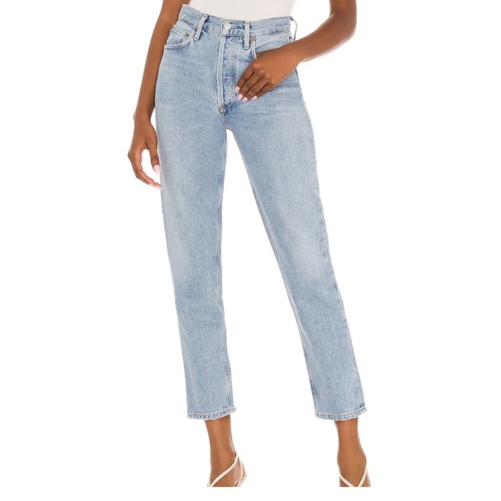 Agolde Fen Light Wash High Rise Relaxed Taper Button Fly Ankle Crop size 27
